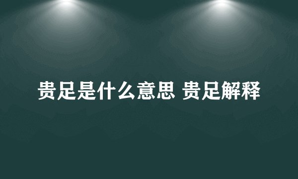 贵足是什么意思 贵足解释