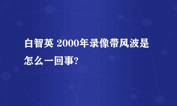 白智英 2000年录像带风波是怎么一回事?