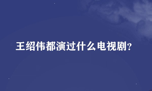 王绍伟都演过什么电视剧？