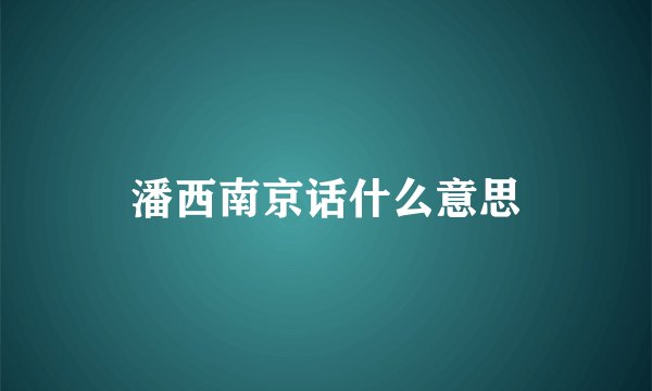 潘西南京话什么意思