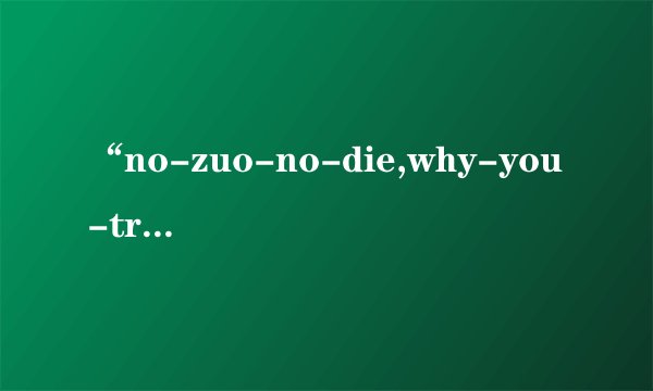 “no-zuo-no-die,why-you-try!”是什么意思？