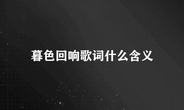 暮色回响歌词什么含义