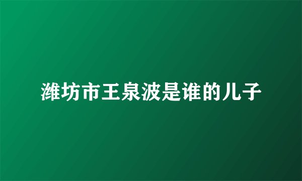 潍坊市王泉波是谁的儿子