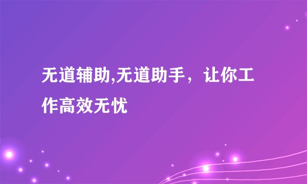无道辅助,无道助手，让你工作高效无忧