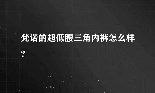 梵诺的超低腰三角内裤怎么样？