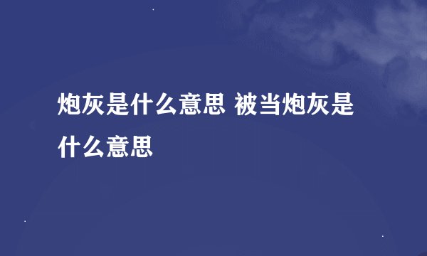 炮灰是什么意思 被当炮灰是什么意思