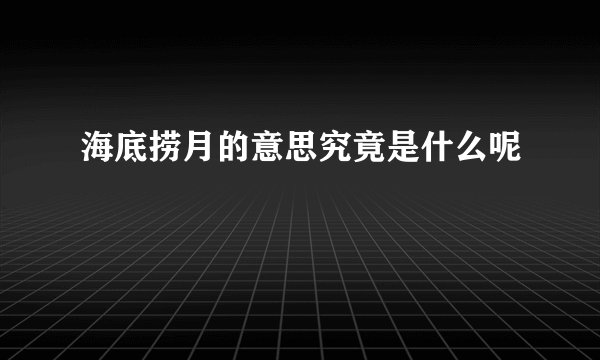 海底捞月的意思究竟是什么呢
