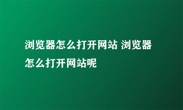 浏览器怎么打开网站 浏览器怎么打开网站呢
