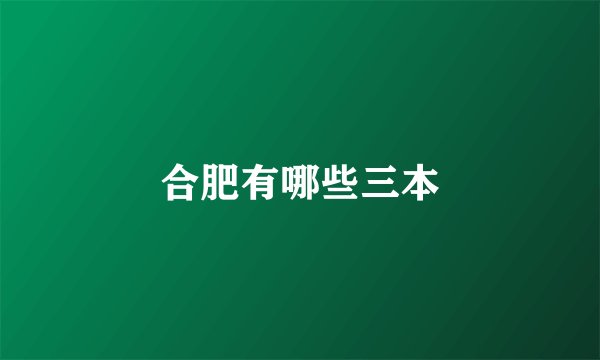 合肥有哪些三本