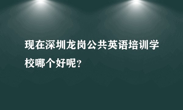 现在深圳龙岗公共英语培训学校哪个好呢？
