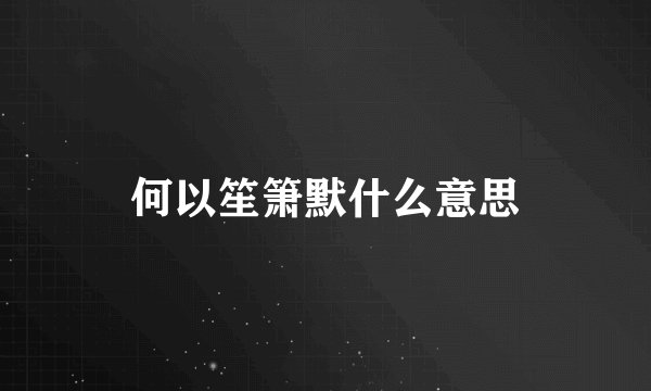 何以笙箫默什么意思