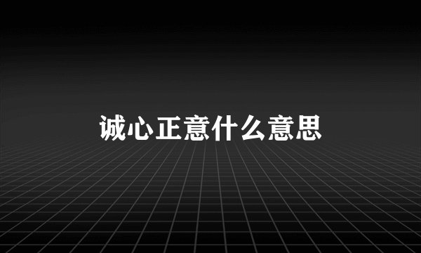 诚心正意什么意思