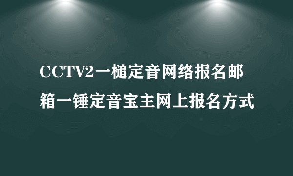 CCTV2一槌定音网络报名邮箱一锤定音宝主网上报名方式