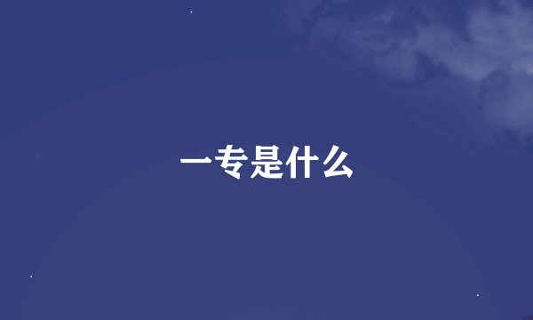 一专是什么