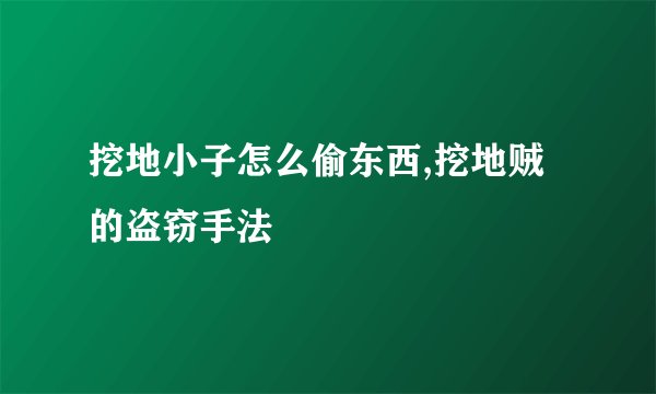 挖地小子怎么偷东西,挖地贼的盗窃手法