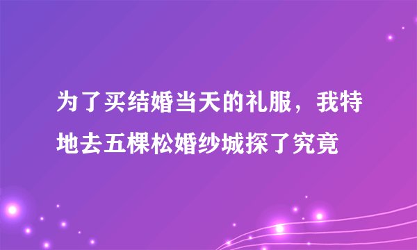 为了买结婚当天的礼服，我特地去五棵松婚纱城探了究竟