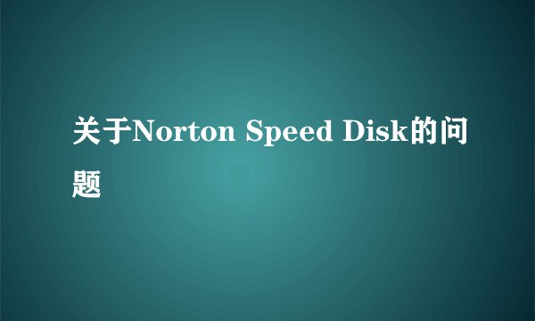 关于Norton Speed Disk的问题