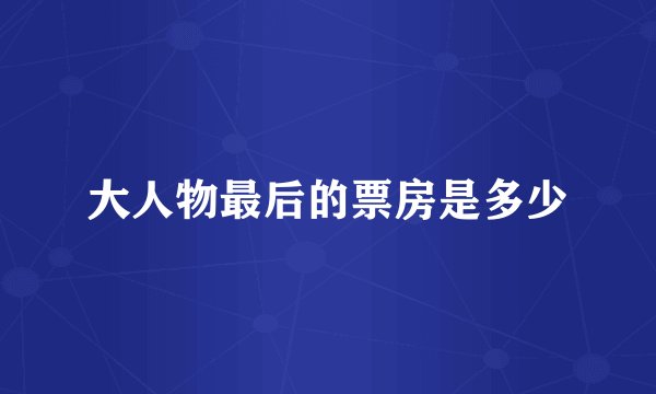 大人物最后的票房是多少