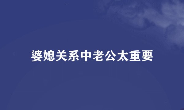 婆媳关系中老公太重要