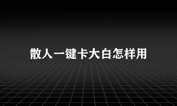 散人一键卡大白怎样用