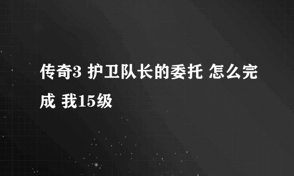 传奇3 护卫队长的委托 怎么完成 我15级