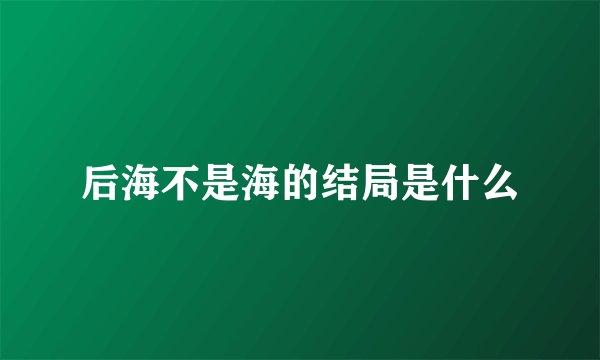 后海不是海的结局是什么