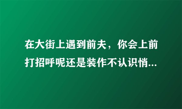 在大街上遇到前夫，你会上前打招呼呢还是装作不认识悄悄的走呢？在街上遇见过几次，每次都是擦肩而过，相