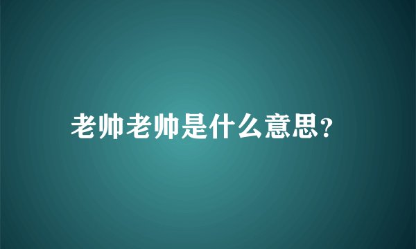 老帅老帅是什么意思？