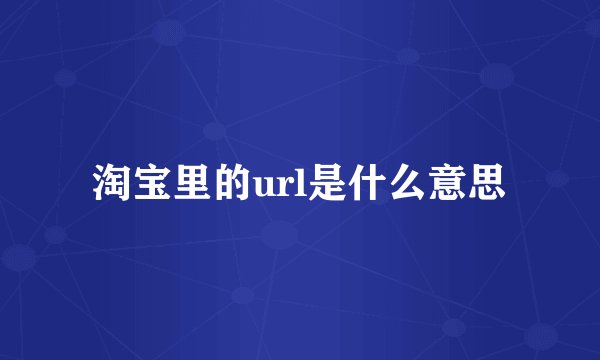 淘宝里的url是什么意思