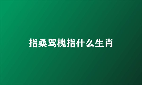 指桑骂槐指什么生肖
