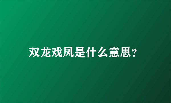 双龙戏凤是什么意思？