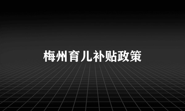 梅州育儿补贴政策