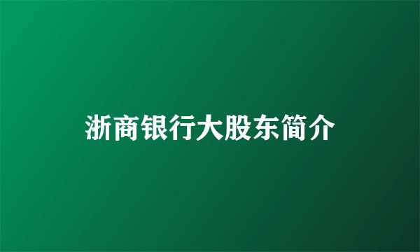浙商银行大股东简介