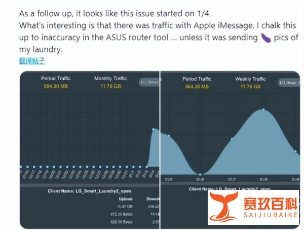 用户发现智能洗衣机每天消耗3.66GB流量，引发疑虑