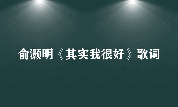 俞灏明《其实我很好》歌词