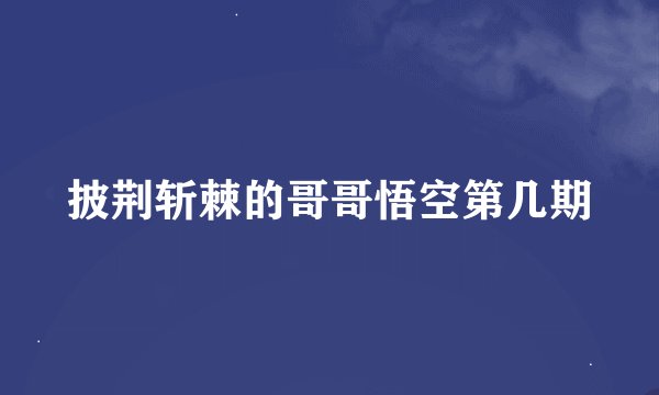 披荆斩棘的哥哥悟空第几期