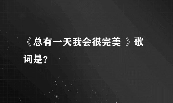 《总有一天我会很完美 》歌词是？