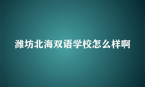 潍坊北海双语学校怎么样啊