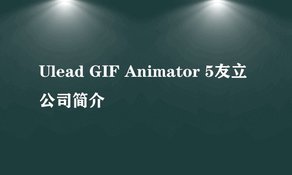 Ulead GIF Animator 5友立公司简介