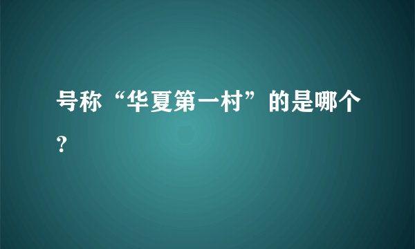 号称“华夏第一村”的是哪个？