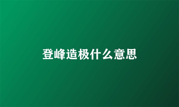 登峰造极什么意思