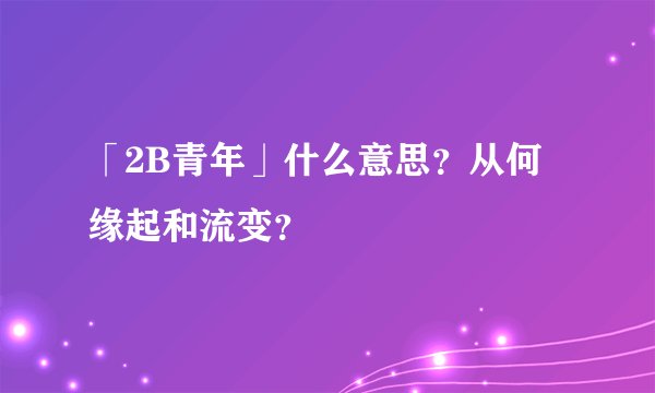 「2B青年」什么意思？从何缘起和流变？