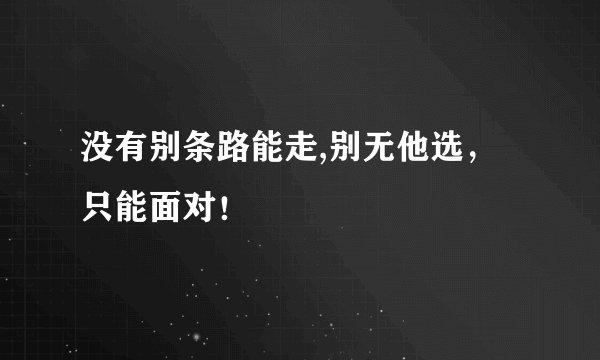 没有别条路能走,别无他选，只能面对！
