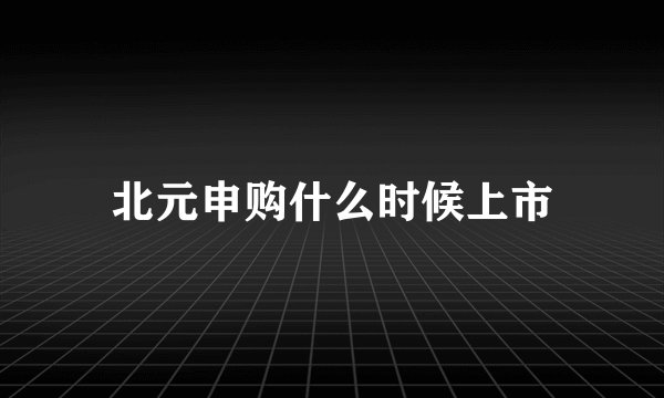 北元申购什么时候上市