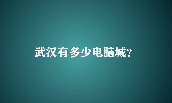 武汉有多少电脑城？