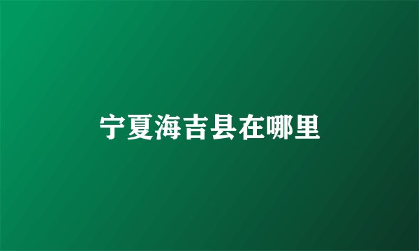 宁夏海吉县在哪里
