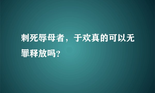 刺死辱母者，于欢真的可以无罪释放吗？