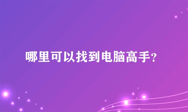 哪里可以找到电脑高手？
