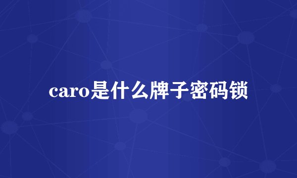 caro是什么牌子密码锁
