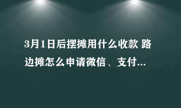 3月1日后摆摊用什么收款 路边摊怎么申请微信、支付宝商家收款码